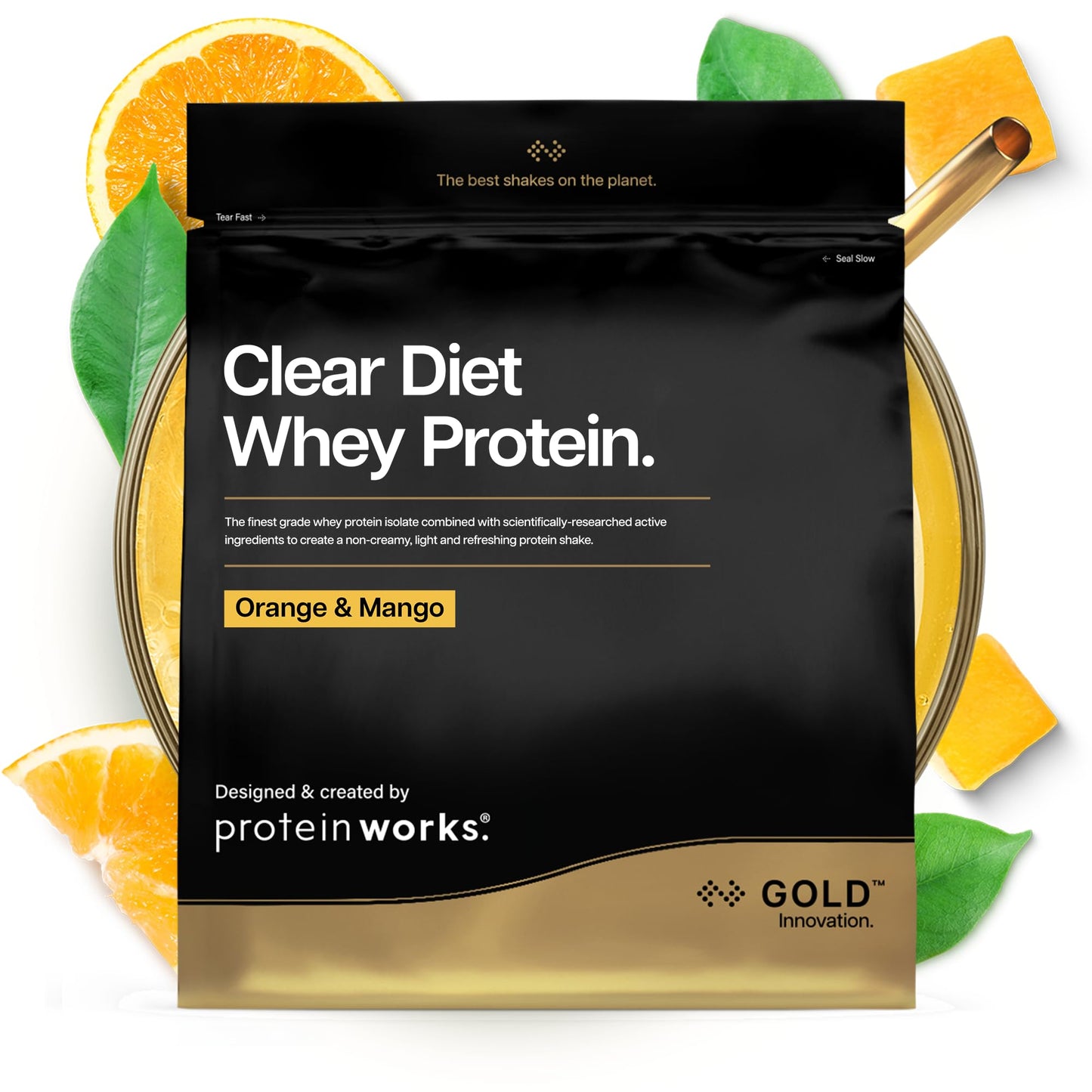 THE PROTEIN WORKS Protein Works | Clear Diet Whey Protein - Gold Innovation, Whey Protein Isolate Powder, Refreshing High Protein Drink, Orange & Mango, 20 Servings, 500g