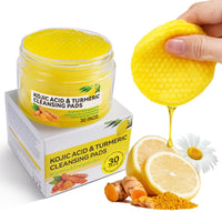 Generic Turmeric Kojic Acid Cleaning Pads, 60Pcs Turmeric Exfoliating Pads, Deep Clean Pores, Remove Excess Keratin, Helps Balance Skin Oil And Water, Unclog Pores, Improved Acne Scars and Dark Spots