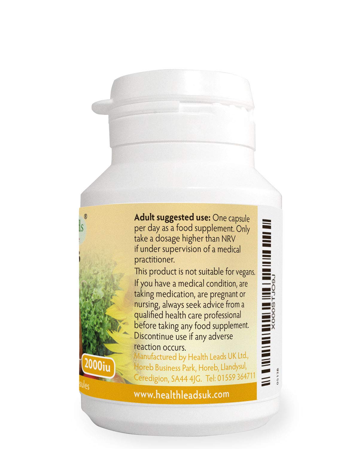 Vitamin D3 2000iu x 90 Capsules, Suitable for Vegetarians, Magnesium Stearate Free, Contributes to The Maintenance of Normal Bones, Muscle Function & The Immune System, UK Manufactured