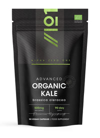 ALPHA01 Organic Kale 500mg – High Strength Brassica Oleracea Supplement – 90 Vegan Capsules (3 Month Supply) – Resealable and Recyclable Pouch – by Alpha01