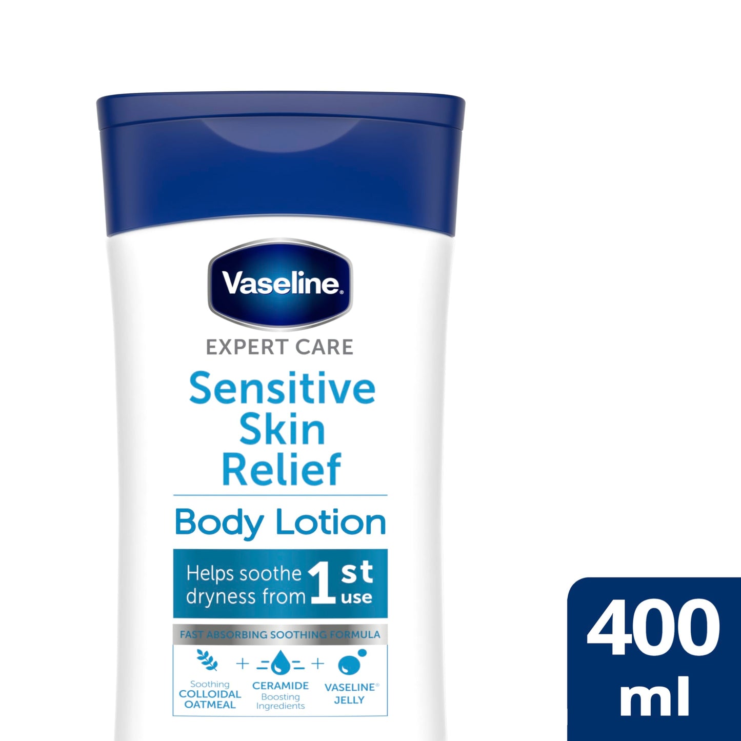 Vaseline Expert Care Sensitive Skin Relief Dermatologically Tested Moisturiser Body Lotion For Irritated and Itchy Skin Due to Dryness 400 ml