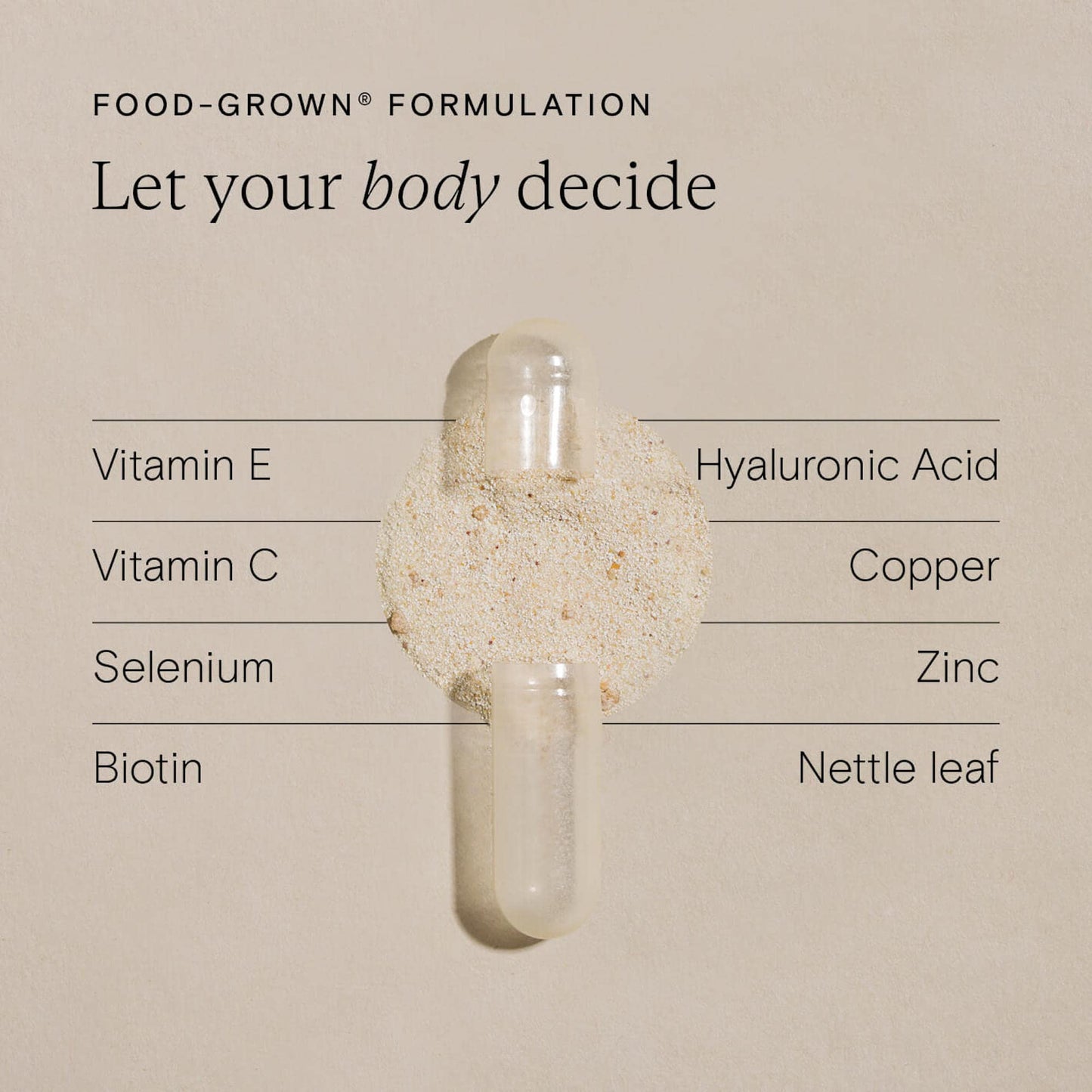 WILD NUTRITION Food-Grown® Complete Beauty Support | Hair Skin and Nails Vitamins for Women | Hyaluronic Acid, Biotin, Vitamin C, Selenium, and Zinc | 60 Capsules