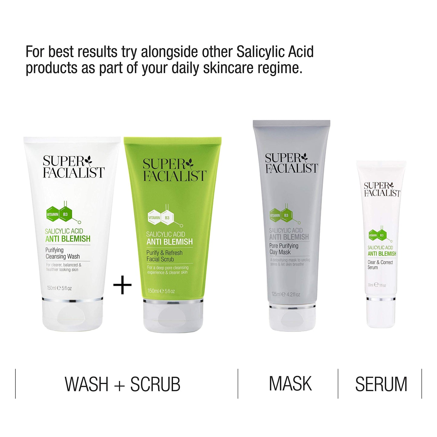 Super Facialist - Anti Blemish Purifying Cleasning Wash with Salicylic Acid & Niacinamide (Vitamin B3) , Face Cleanser & Face Wash for Clean and Clear Skin & Treat Ance, 150ml