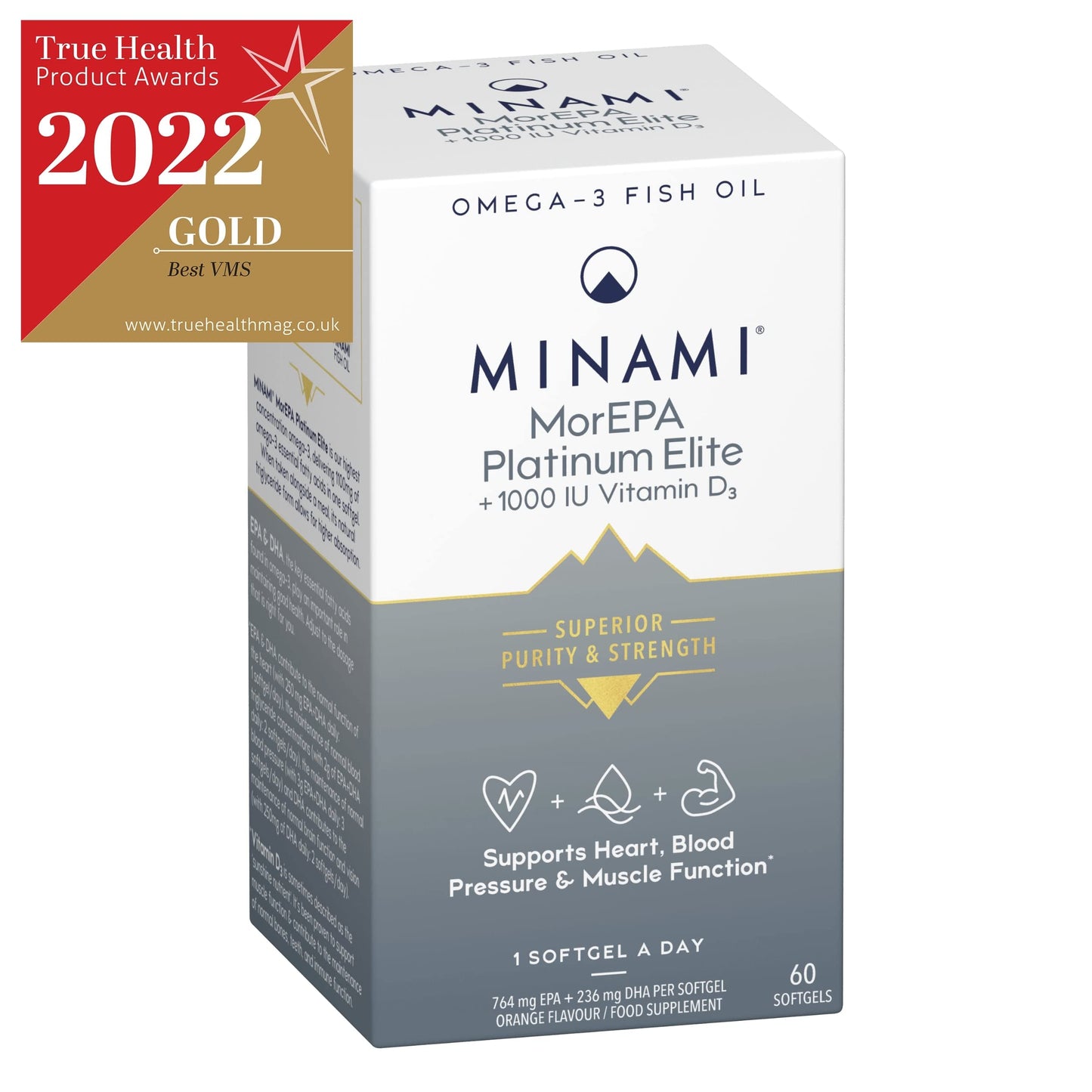 MINAMI - Omega-3 Fish Oil - MorEPA Platinum + Vitamin D3-60 Softgels