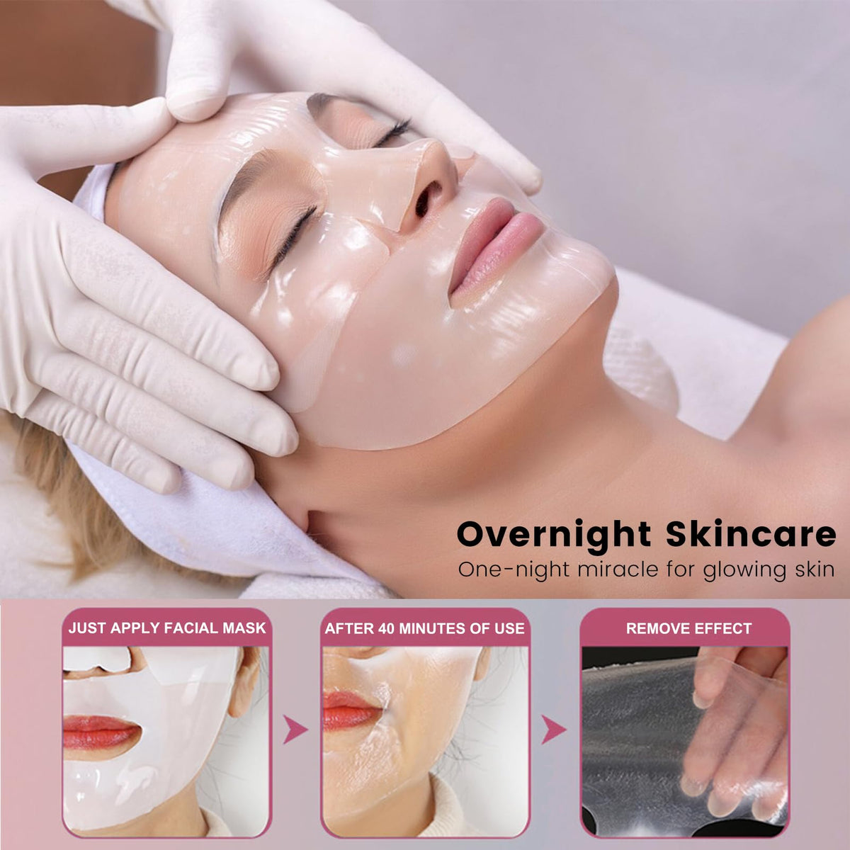 ChicNana Collagen Mask, Bio Collagen Face Mask, Collagen Masks Overnight, Korean Skincare, Face Skincare, Hydrating, Sheet Overnight Beauty (Red 10pc)