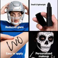 SHEBEEDO 3PCS Black Face Paint Stick, Sweat Proof & Water-Resistant Body Paint,Easy to Color Halloween Long-Lasting Black Lipstick, Ideal for Sports & Makeup with Face Paint Sticks