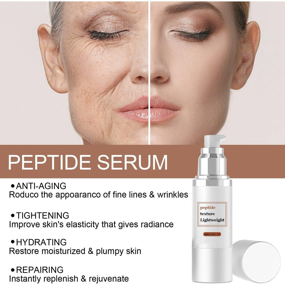 Xinyig Seagril/Peptide Wrinkle Reducing Cream Contains 12 Different Natural Peptides,Peptide Wrinkle Reducing Cream Anti Wrinkle for All Skin Types,Serum Anti Wrinkle Essence,Anti-Wrinkle Serum for Women