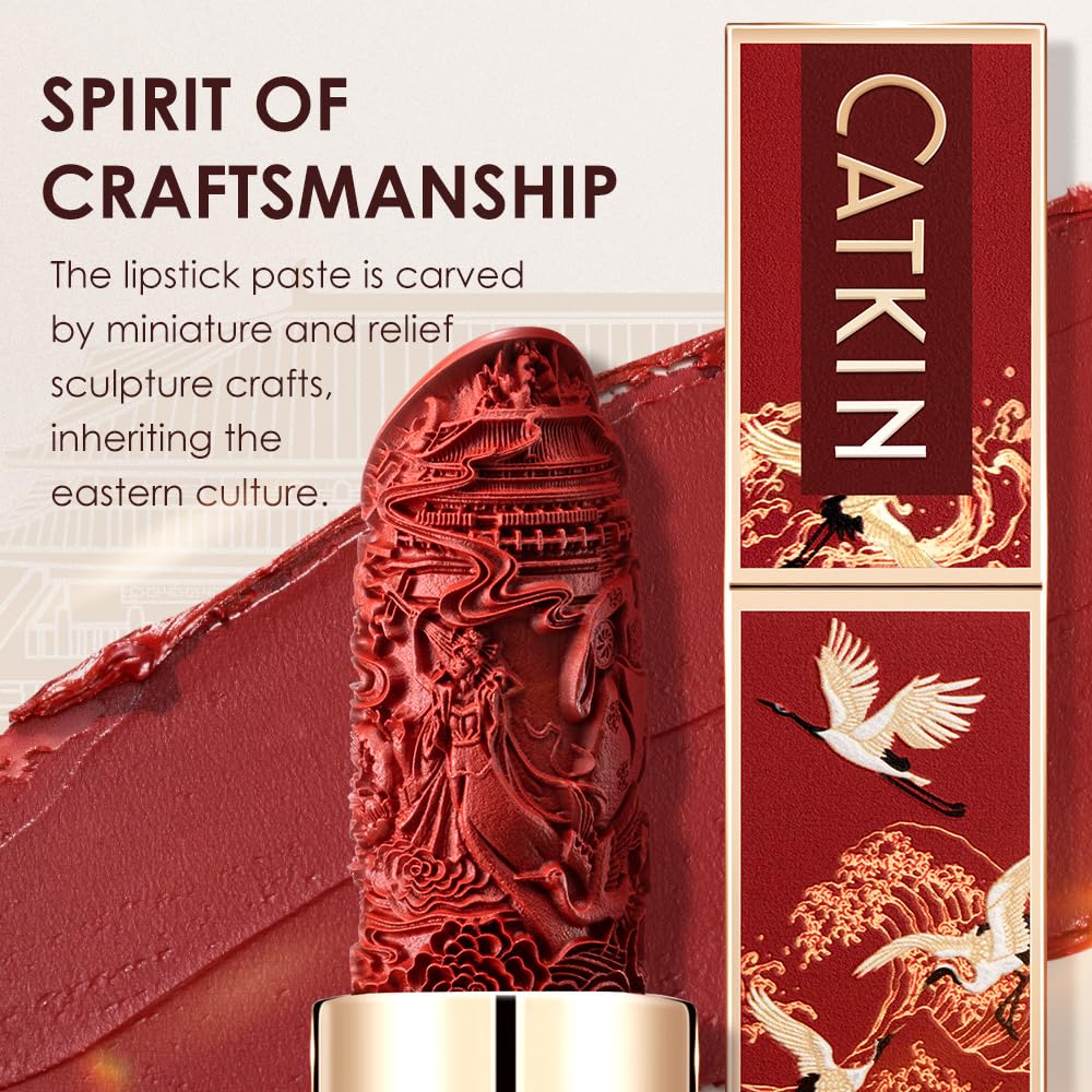 CATKIN Red Lipstick, Semi-Matte, Long Lasting, High Impact, Moisturizing Formula, enriched with Avocado Oil and Vitamin E, 3.2g