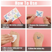 TOYMIS 100pcs Temporary Butterfly Tattoos, Colorful Small Butterfly Flowers Tattoo Stickers Waterproof Cute Small Tattoos for Adults Kids Face Body Birthday Party Carnival