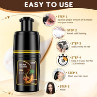 IIIMEIDU Black Hair dye Shampoo 3 in 1, Natural Hair Color Shampoo for Gray Hair, Herbal Hair Dye Shampoo for Women and Men 100% Grey Hair Coverage,350ml (Dark brown)
