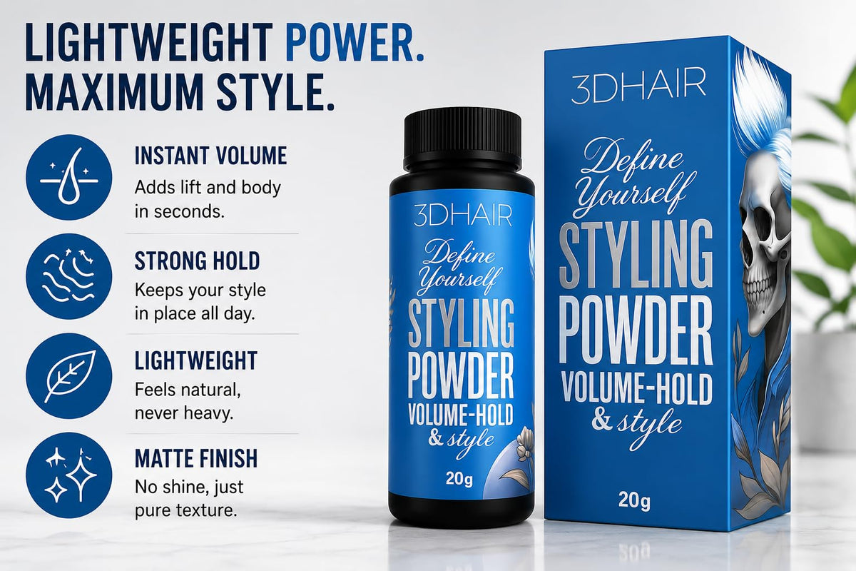 3D Hair Root Lifting Styling Powder Volumising Hold, Texturising Matte Effect, Thickens Hair & Styles 20g