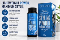 3D Hair Root Lifting Styling Powder Volumising Hold, Texturising Matte Effect, Thickens Hair & Styles 20g