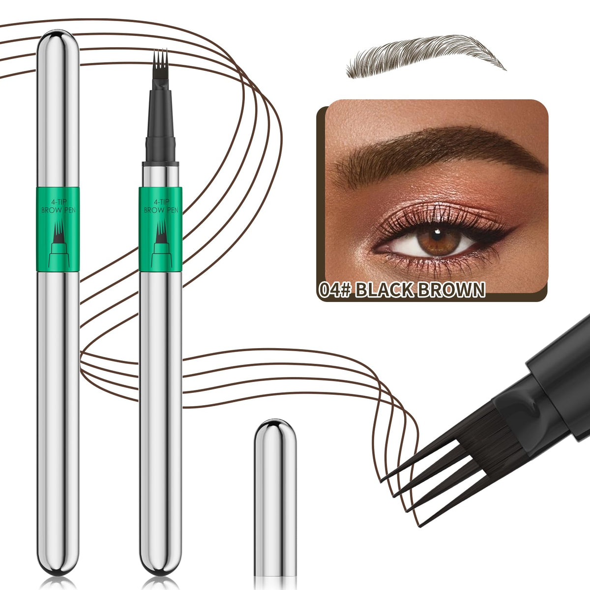 LcoLourx Magic Liquid Eyebrow Pencil,Waterproof Brow Pencil for Natural Beauty Brow,Microblading Effect & All-Day Wear,Universal Eyebrow Colours (Black brown)