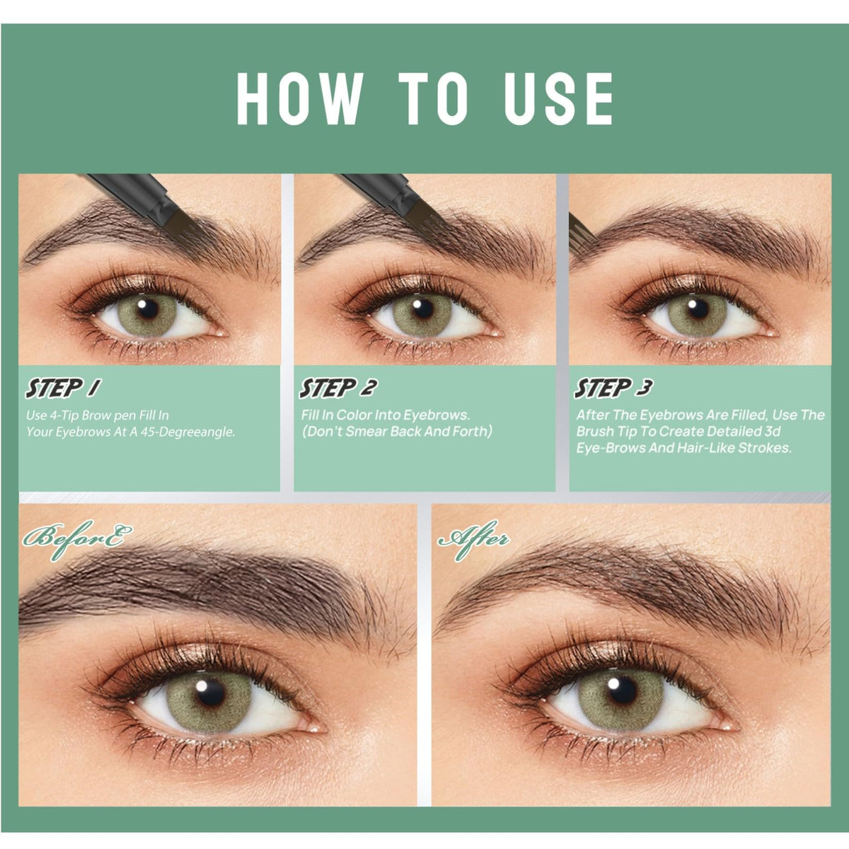 Kis'Degas Magic Microblading Eyebrow Contouring Pencil - Eyebrow Pen,Brow Pencil 2-in-1 Dual-Ended - Precise Waterproof Brow Pen 2 Tipped Precise Waterproof With A Micro-Fork Tip Applicator