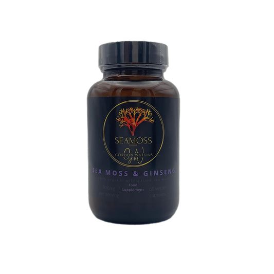 Organic Irish Sea Moss Capsules | 60 Vegan Capsules | GMO Free | Gordon Watkins Exclusive Botanical Blend (Ginseng)