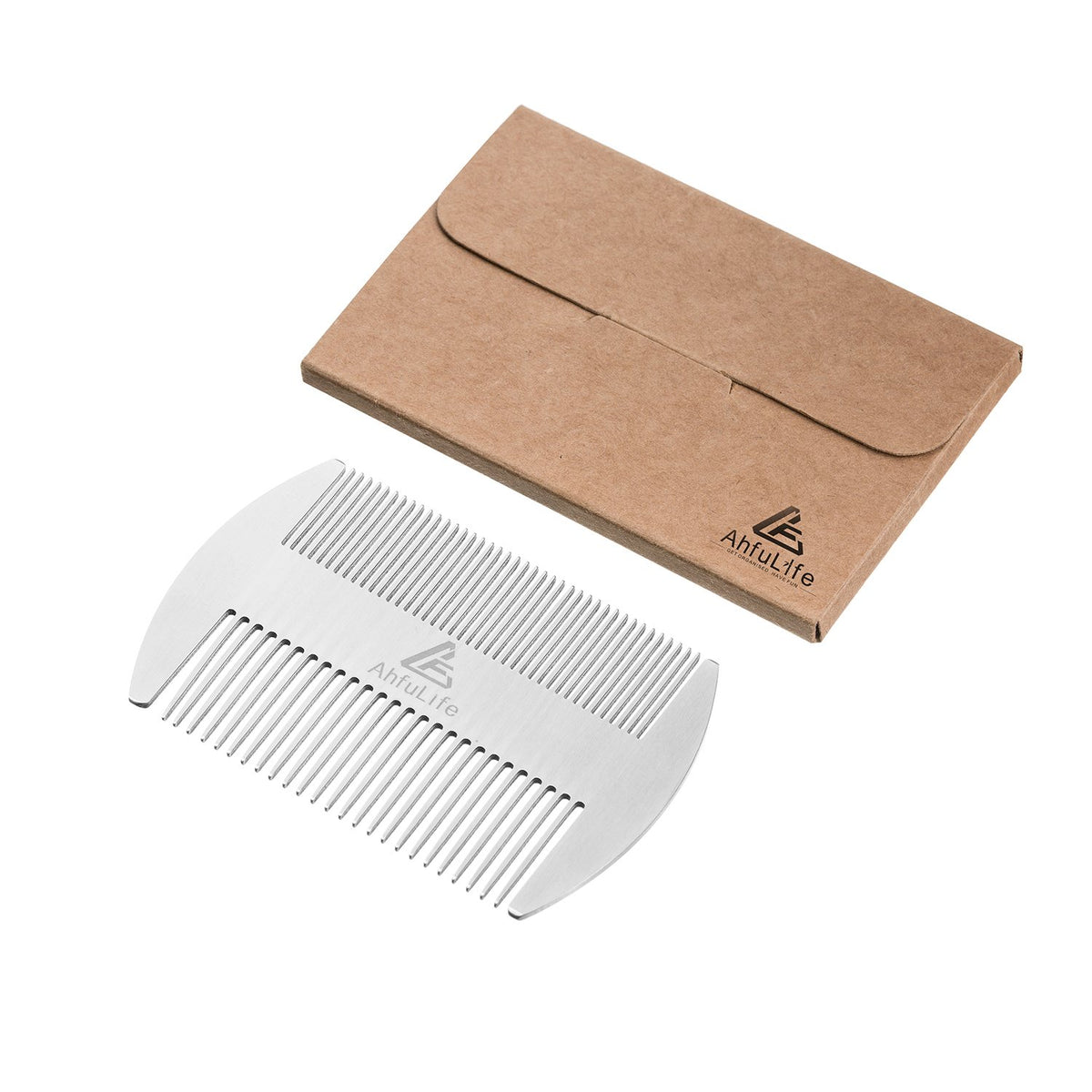 Metal Hair&Beard Comb - AhfuLife® EDC Credit Card Size Comb Perfect for Wallet and Pocket - Anti-Static Dual Action Beard Comb
