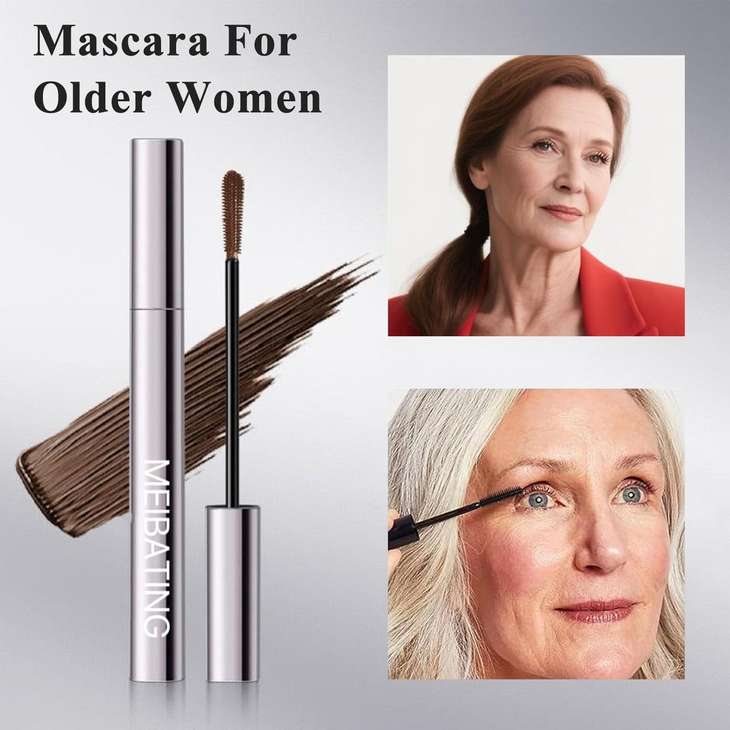 HERBINSOLS Brown Mascara for Older Women - Telescopic Mascara Waterproof - Hypoallergenic Mas-cara for Sensitive Eyes - Primelash mascara for Mature Women with Thinning Lashes