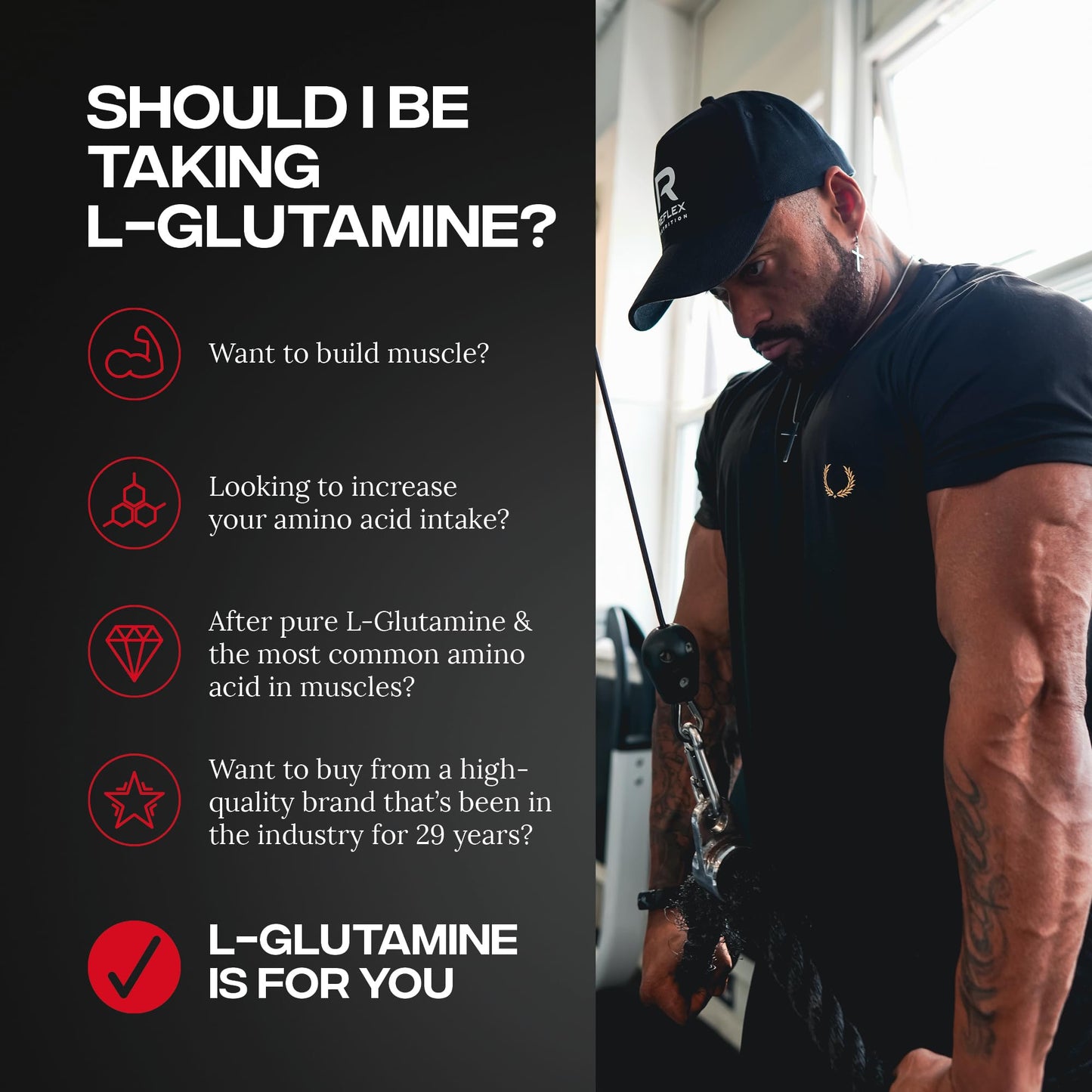Reflex Nutrition L Glutamine Powder 250g (5g per Serving, 50 Servings) – Pure L Glutamine Amino Acid – Unflavoured Pre & Post Workout Nutritional Supplement
