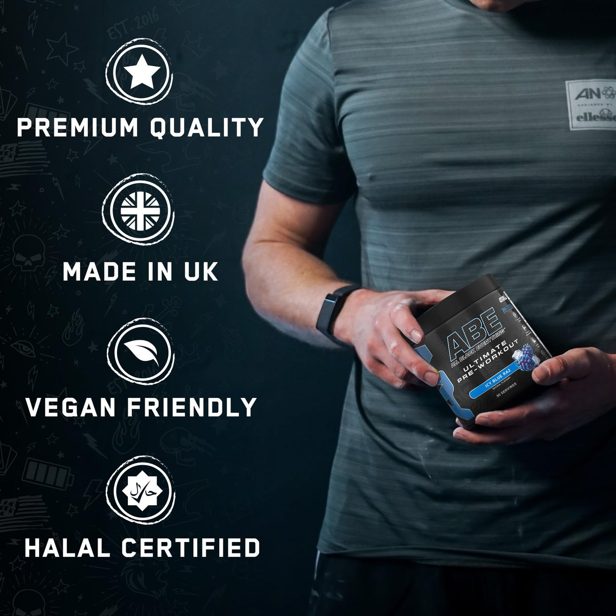 Applied Nutrition Bundle ABE Pre Workout 375g + ABE Black Shaker 700ml | All Black Everything Pre Workout Powder, Energy Drink, Physical Performance, Creatine, Beta Alanine, Caffeine (Baddy Berry)