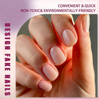 Generic Nude Pink Press-On Nails 24PCS Short Square Coffin Shapes - Reusable Glossy Full Cover Fake Nails For Everyday Wear Natural Look Smooth Shiny Finish Manicure Set For Women
