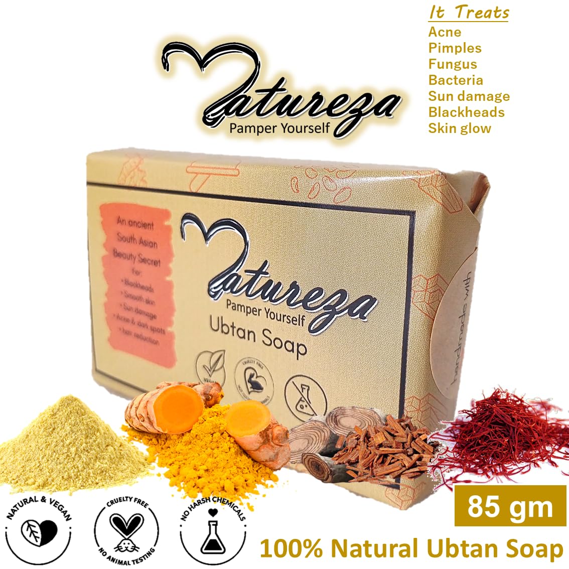 Natureza Organic Handmade Ubtan Sandalwood soap Turmeric soap bar 90g