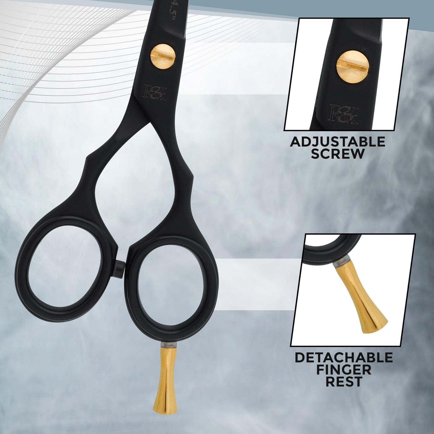 Hoof n Paw 4.5" RnK Moustache & Beard Scissors - 4.5 inch Japanese Stainless Steel Moustache Scissors with Moustache Comb & Pouch, Precision Grooming Tools for Men Featuring Razer Sharp Hand honned Edge