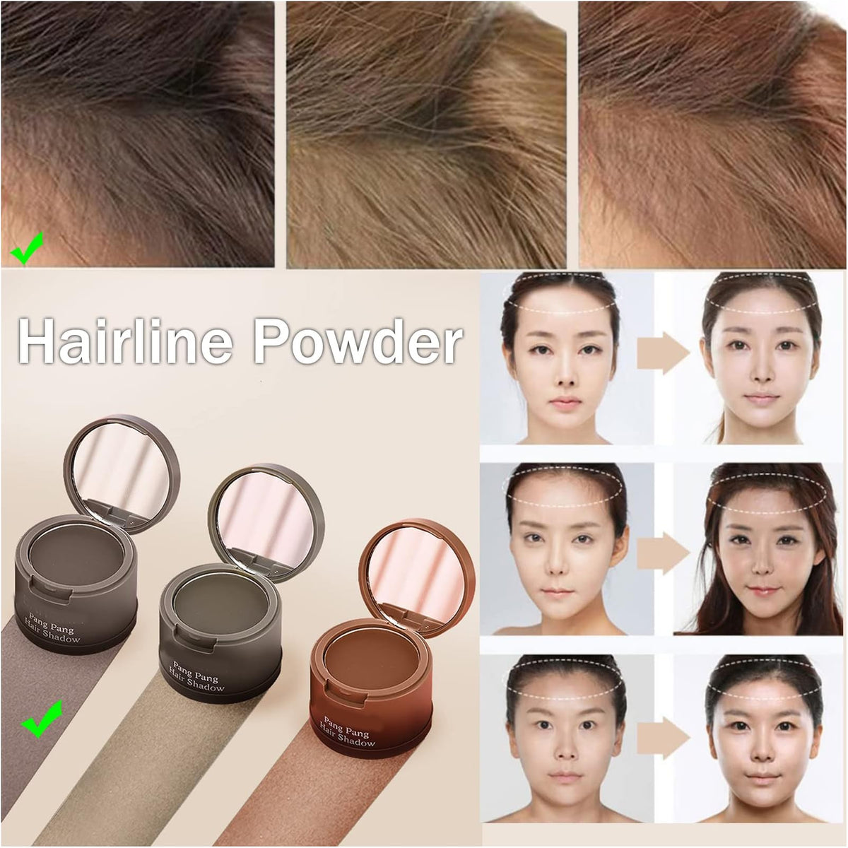 MEITREND Hairline Powder Hair Shadow Powder,Natural Brown Hair Root Dye Shadow Cover, Instantly Windproof Sweatproof Hair Touch-Up for Thin Hair Grey Hairline Quick Cover Unisex