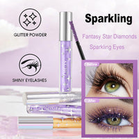 RUICHING Glitter Mascara, Purple Mascara Eye Glitter for Eyelashes, Diamond Shiny Colored Mascara, Long Lasting Smudgeproof Waterproof Sparkling Mascara Eye Make-Up Gift for Women