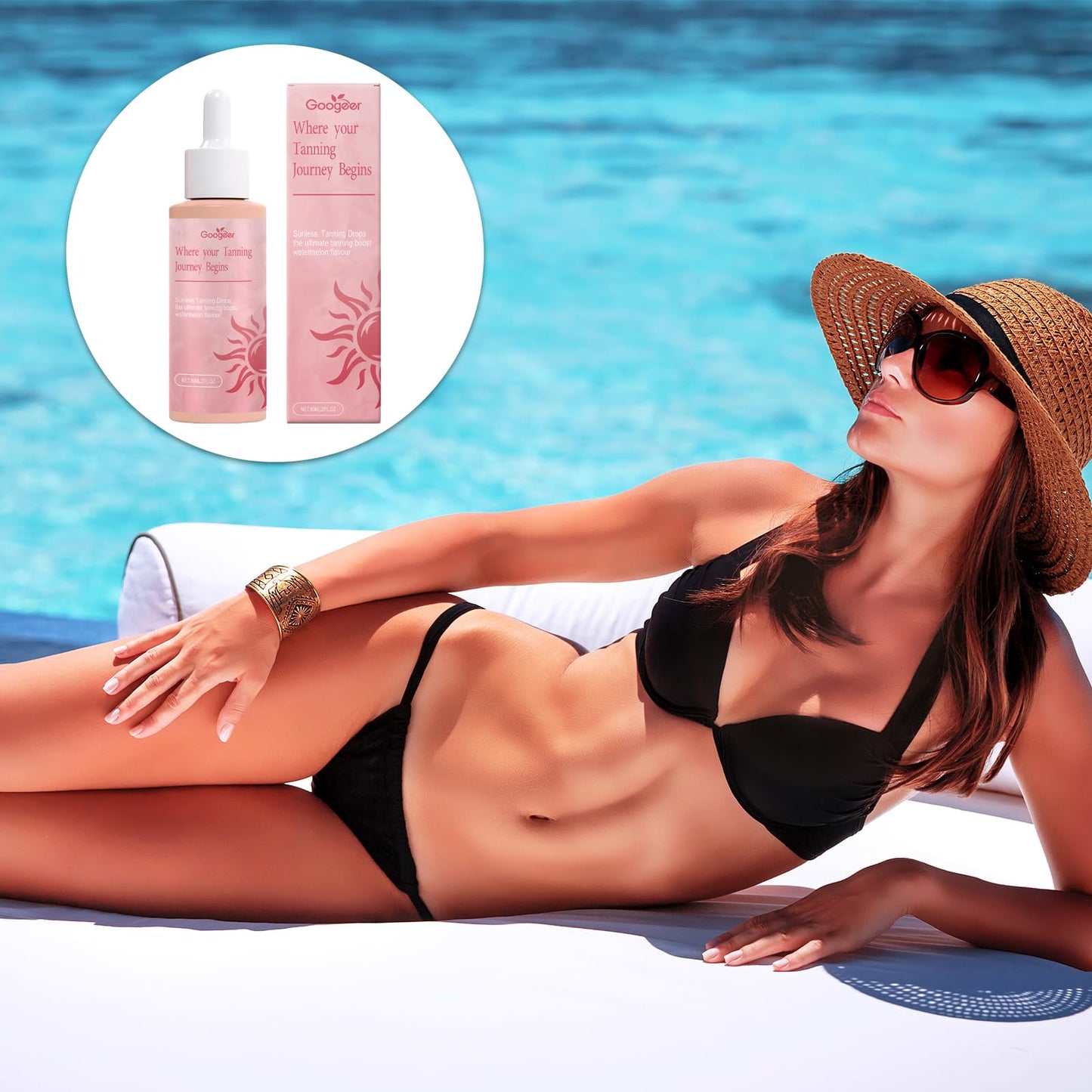 INBOLM Tanning Drops 60ml, Sunless Tanning Drops Gentle Ingredients with Gloves,Enhancing Your Natural Skin Tone,Naturally Boost Melannin Promotes Skin Health and Pigmentation