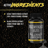 Nuke Nutrition Turkesterone 60 Capsules - Pure Ajuga Turkestanica Extract with Black Pepper for Faster Absorption – Boost Performance, Recovery & Strength - No Fillers, Batch Tested for Quality