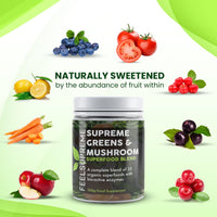 Super Greens Powder with Mushroom Large 300g 35 Nutrient Dense Superfoods 100% Natural No Added Sugar Naturally High in Fibre Protein & Vitamin C Spirulina Turmeric Wheatgrass