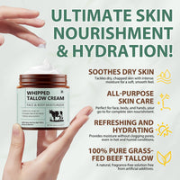 WLCTJIAYOU Beef Tallow for Skin (4.2oz) - Tallow Face Cream - 100% Grass-Fed Beef Tallow, Honey & Beeswax, Deep Hydration for Dry & Aging Skin, Natural Skin Barrier, Nourishing Moisturizer (120g)