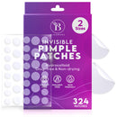 BLOOMORA Invisible Pimple Patches for Face (324 Count), Zit Patches for Spot Cover, Hydrocolloid Covers Pimples, Clear (2 Sizes - S/L)