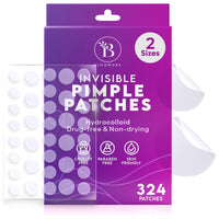 BLOOMORA Invisible Pimple Patches for Face (324 Count), Zit Patches for Spot Cover, Hydrocolloid Covers Pimples, Clear (2 Sizes - S/L)