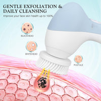 COSLUS Facial Spin Brush Face Cleansing: 7 in 1 Electric Exfoliator Spinning Cleanser Device Waterproof Face Gentle Cleansing Exfoliating Scrubbing Skin Care for Women Men Teenage Girls Set-Blue