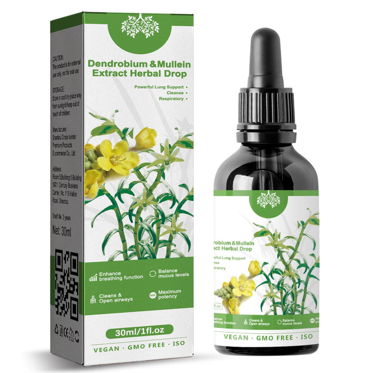South Moon Clearbreath Dendrobium & Mullein Extract, Powerful Lung Support & Cleanse & Respiratory, Herbal Body Care Essence, Clear Breath Dendrobium Mullein