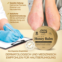 Hemp Help HEMP COSMETIC Vaseline-Infused Manuka Honey & Hemp Balm – Soothes Dry, Cracked Skin, Eczema, Psoriasis – Dermatologist-Recommended, Eco-Friendly, Plastic-Free Packaging, Cruelty Free - 60ml