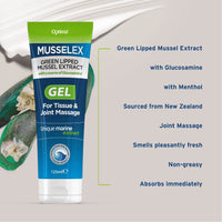 OPTIMA Optima MusselEx Gel, Natural, Cruelty Free, Green Lipped Mussel Extract, Tissue & Joint Massage, 125 ml