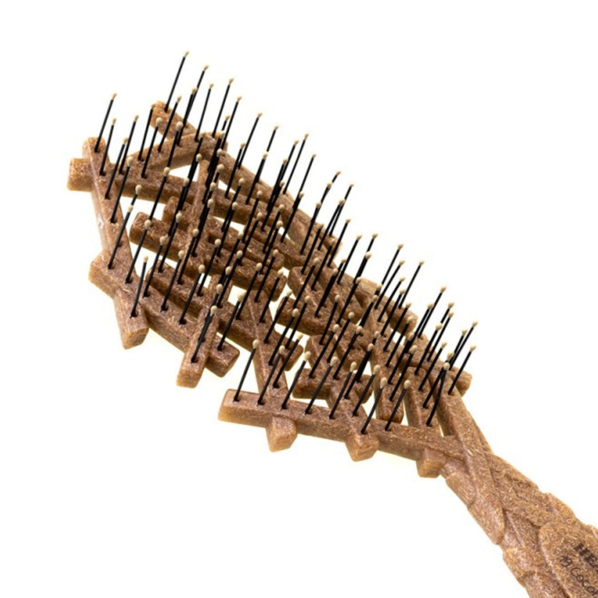 Head Jog 19 Coconut Brush - Detangling Hair Brush Made From Coconut Husk. Detangler Hairbrushes For Wet Or Dry Hair. Gentle and Flexible Detangle Hair Brush For Women and Men in Cream