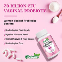 Cheroline Vaginal Probiotics for Women, 70 Billion CFU, 7 Strains with Prebiotic Blend, 13-in-1 Probiotic for PH Balance, Vaginal, Urinary & Immune Health, 60 Vegan Capsules (60 Count (Pack of 2))