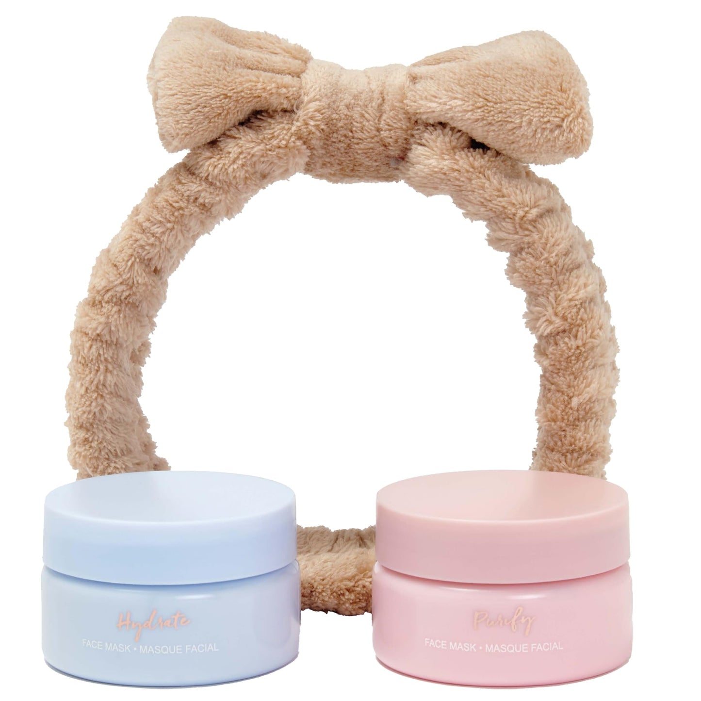 Technic Facial Skincare Gift Set - Hydrating Hyaluronic Acid Face Mask & Purifying Pink Clay Face Mask - Contains a Soft Headband with Bow - Vegan & Cruelty Free