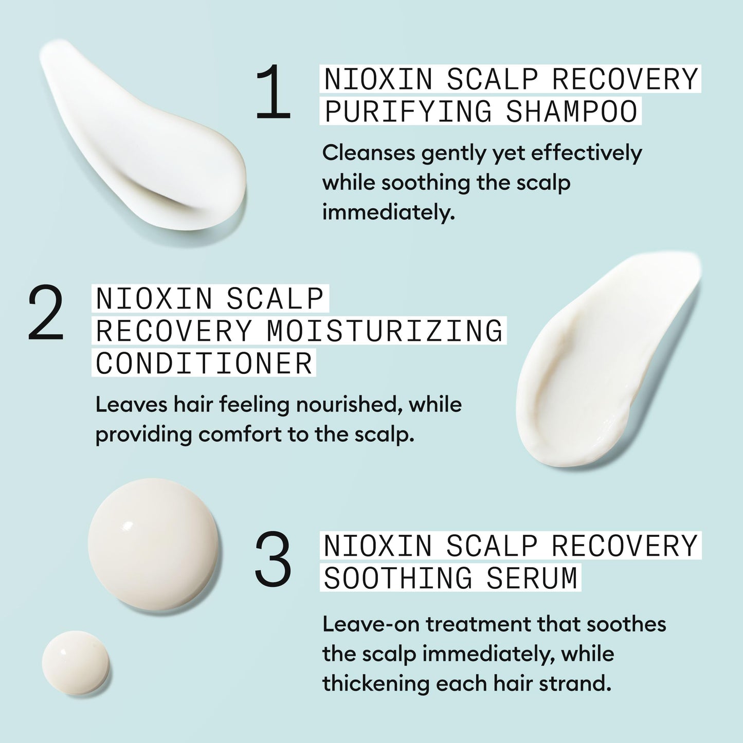 NIOXIN Nioxin Scalp Recovery™ System Kit - Itching and Scalp Dandruff - Anti-Dandruff Shampoo, Conditioner & Serum (200+200+100ml)