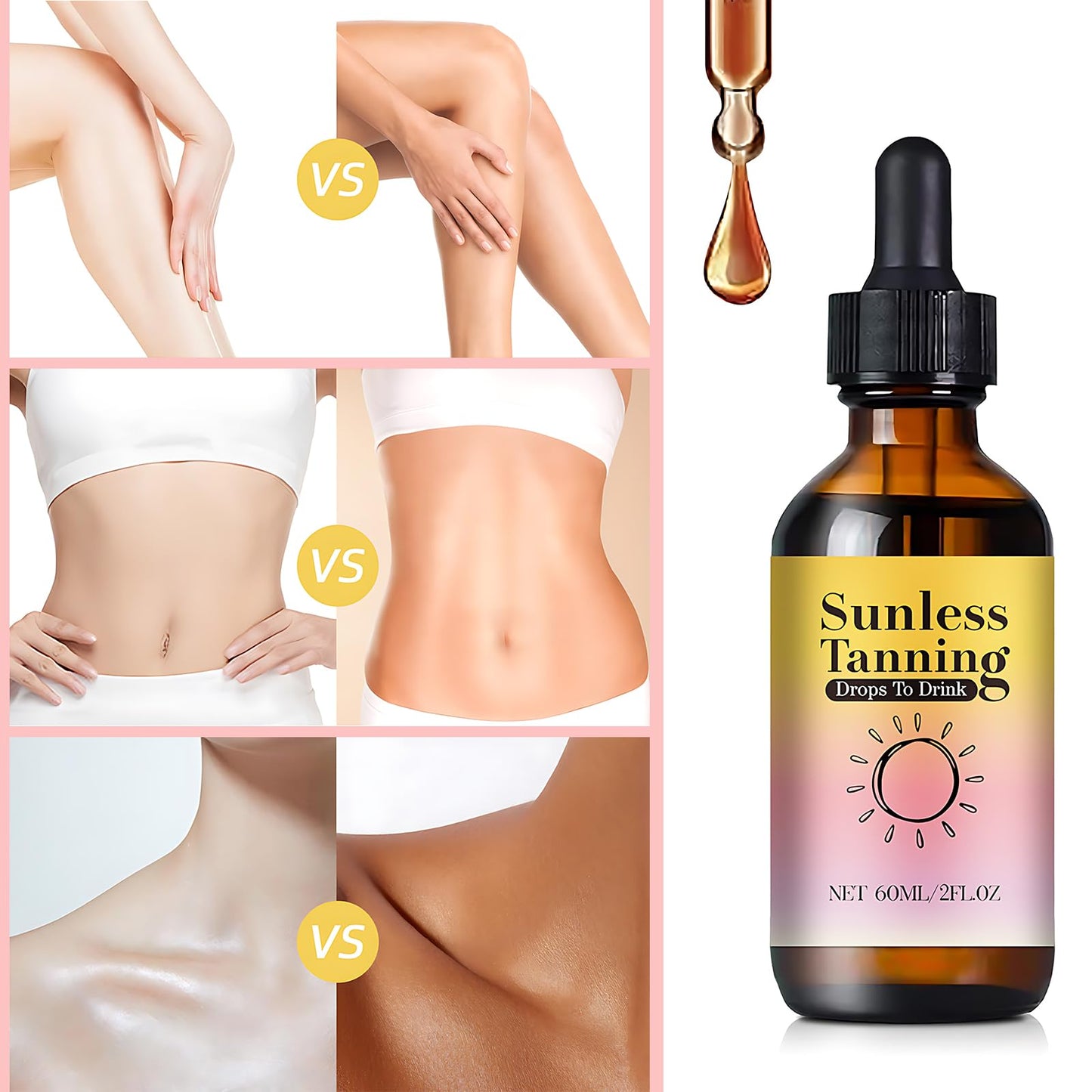 INBOLM Tanning Drops Drink Tan Drops Drink,No Sun Exposure Required,Helps Skin Hydrate and Maintain Elasticity,and Enhances Your Natural Complexion