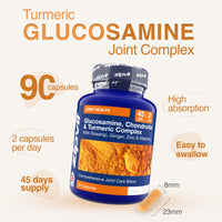 Zipvit Glucosamine and Chondroitin High Strength Turmeric Supplement with Vitamin C, Rosehip, Ginger & Zinc, 90 Capsules