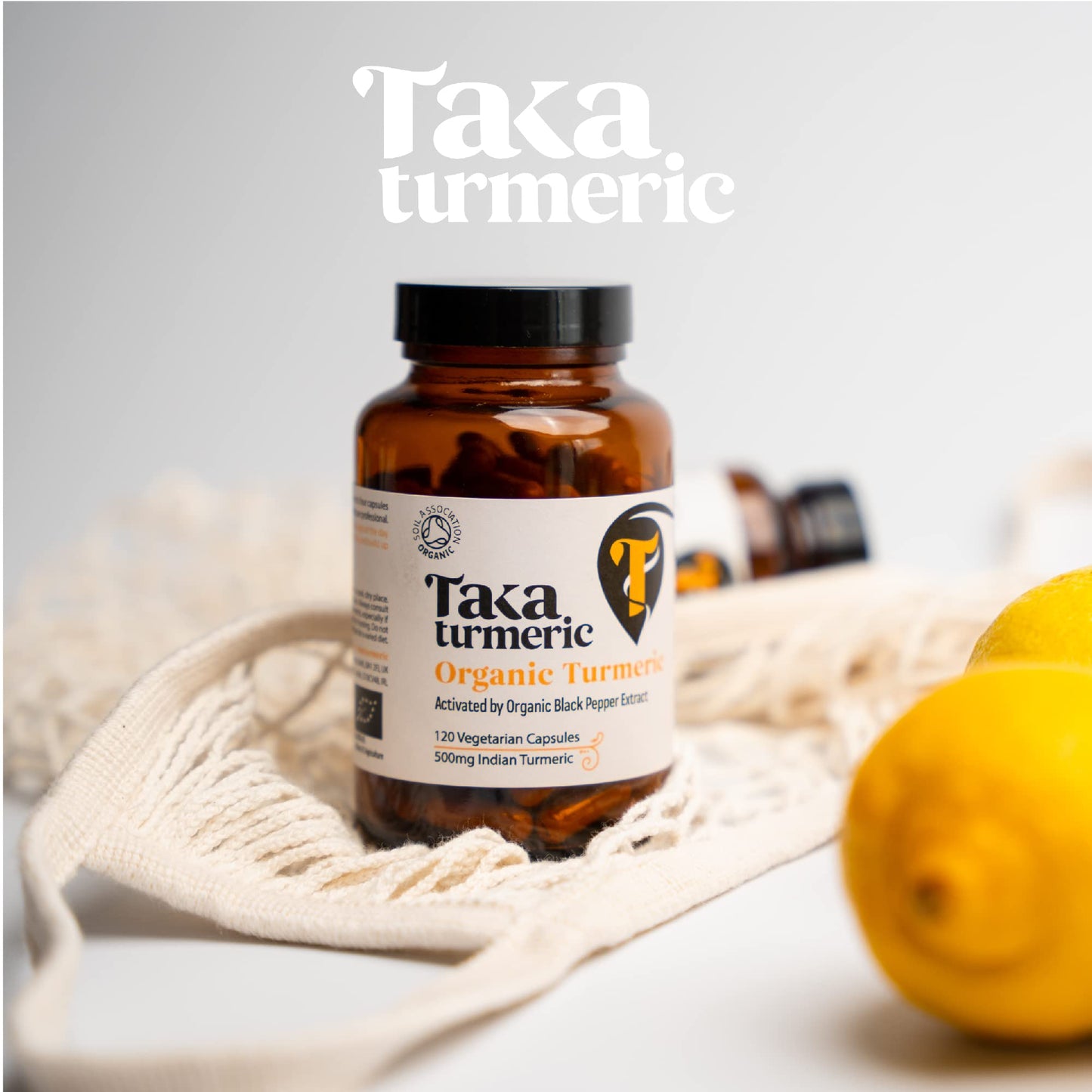 Taka Turmeric, 120 Caps Organic Turmeric with Black Pepper Extract Tumeric Curcumin Supplement, High Strength Tumeric Capsules with Curcumin and Black Pepper, Vegan, Recyclable Packaging
