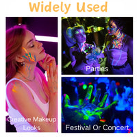 SHEBEEDO 6 Colors UV Glow Neon Face and Body Paint Set, Glow in the Dark Face Paint kit, Fluorescent Body Paint, Safe Non-Toxic Quick-Dry Paint for Halloween, Festivals, Parties, and Cosplay