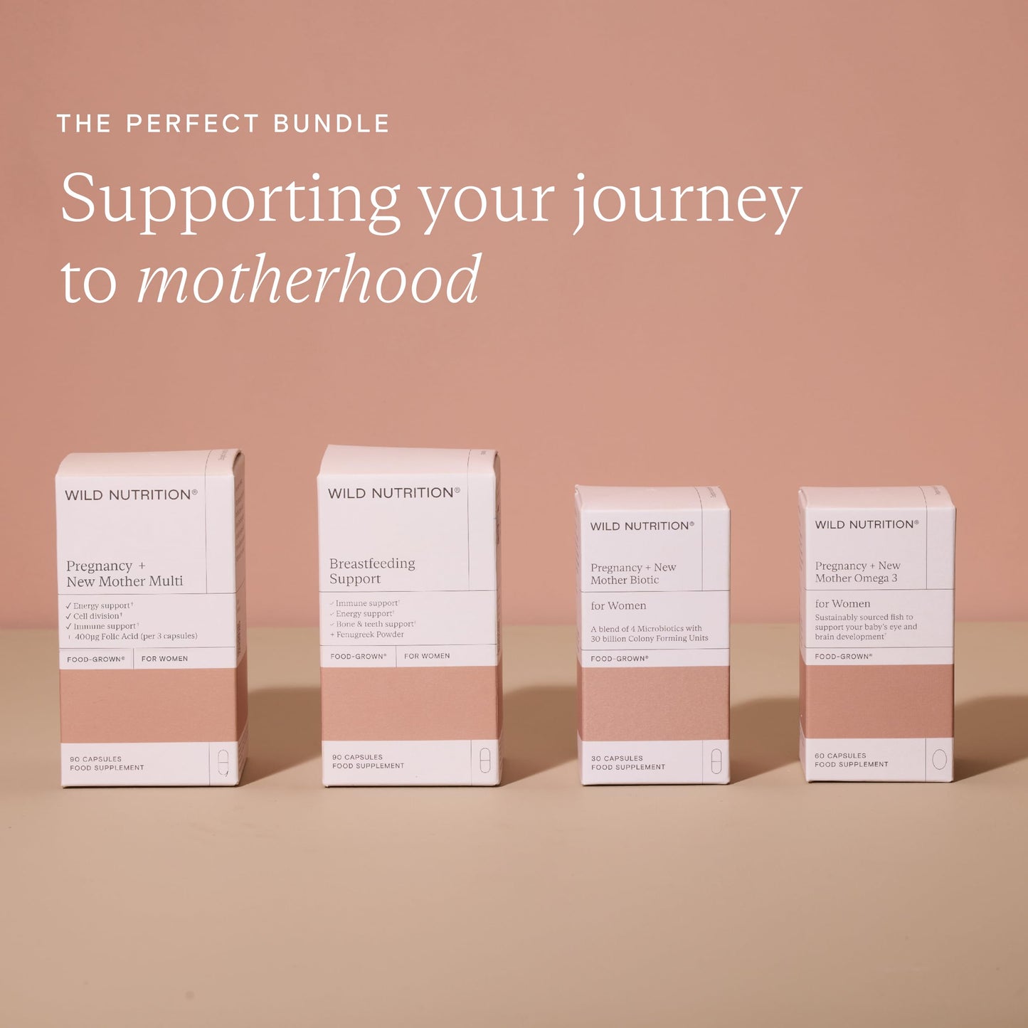 WILD NUTRITION Food-Grown® Pregnancy + New Mother Biotic | Pregnancy Vitamins for Women | Food-Grown Pregnancy Vitamins for Women | Prenatal Probiotic with 4 Strains of Probiotic | 30 Capsules