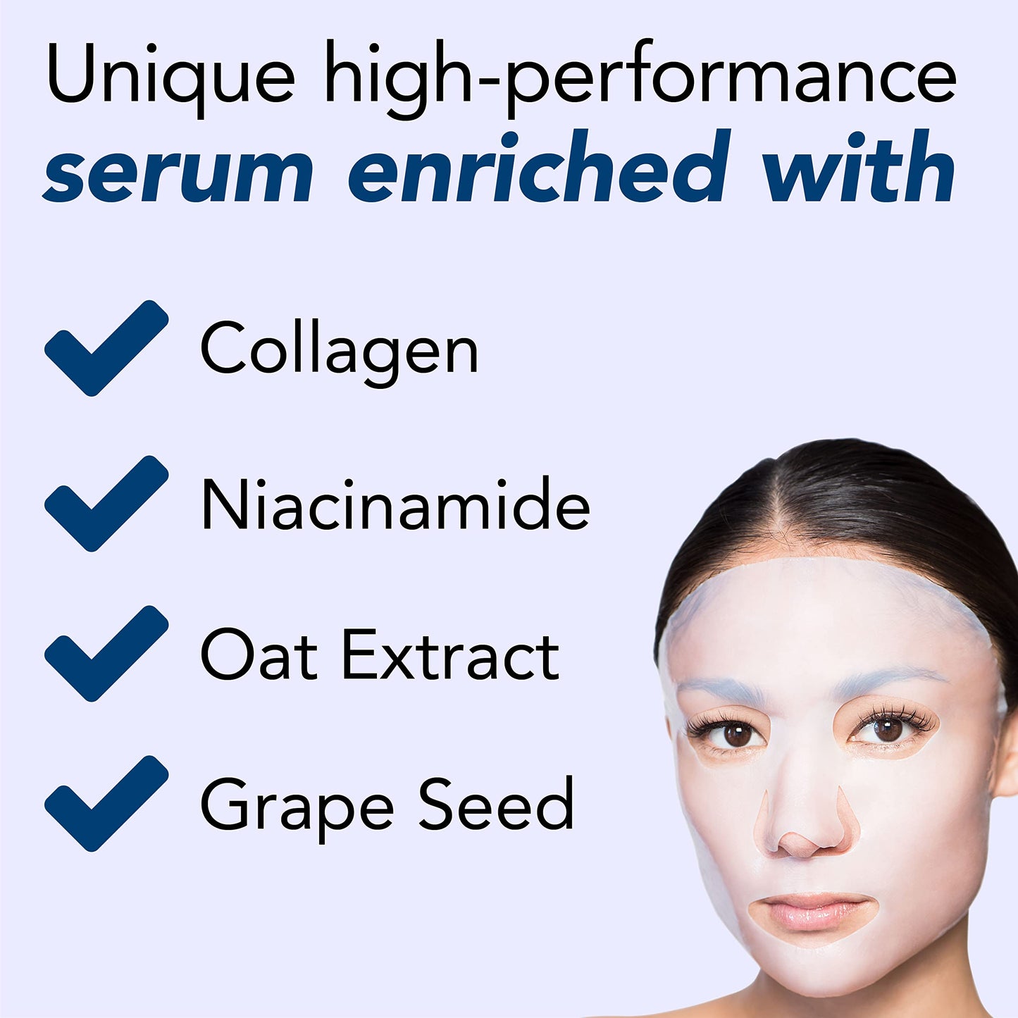 Anti-Ageing Moisturising Face Mask - Advanced Bio-Cellulose Sheet with Collagen, Oat & Grapeseed Extract - Hydrating Facial for Wrinkle Reduction, Vegan, Cruelty-Free by SKIMONO (1 Pack)