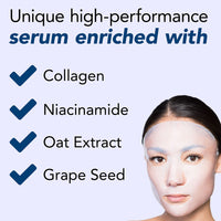 Anti-Ageing Moisturising Face Mask - Advanced Bio-Cellulose Sheet with Collagen, Oat & Grapeseed Extract - Hydrating Facial for Wrinkle Reduction, Vegan, Cruelty-Free by SKIMONO (1 Pack)