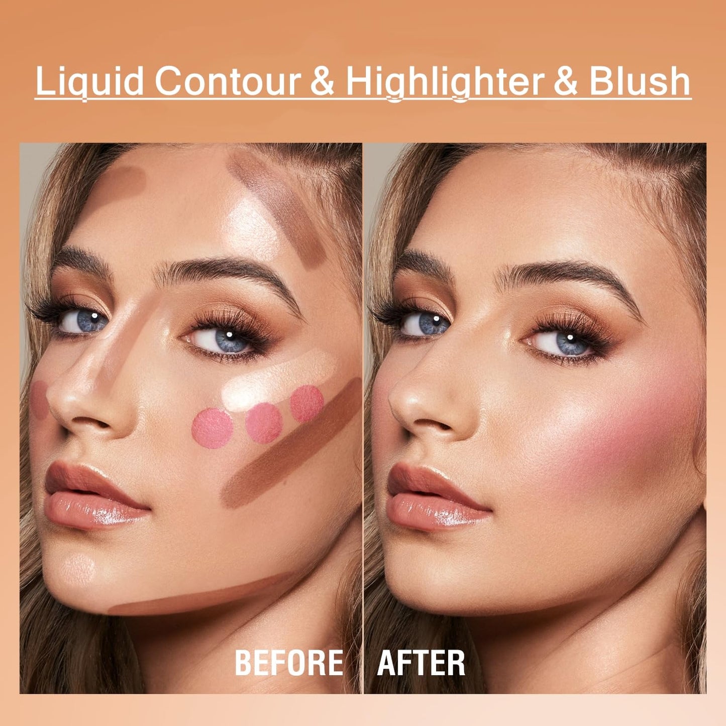 HOPHAT 3 Pack Liquid Contour & Highlighter & Blush Makeup Set